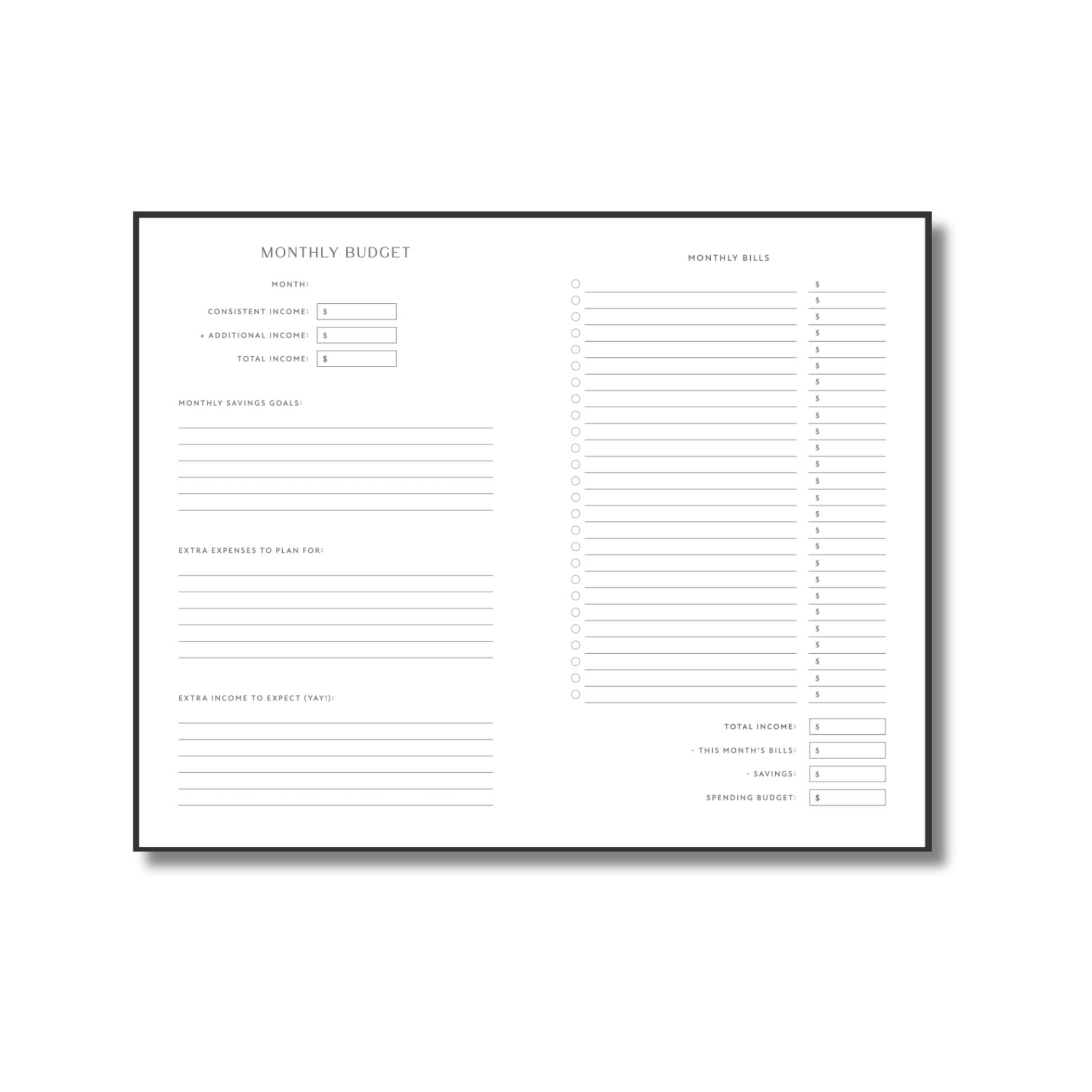 Make It Make Cents, Budget Planner