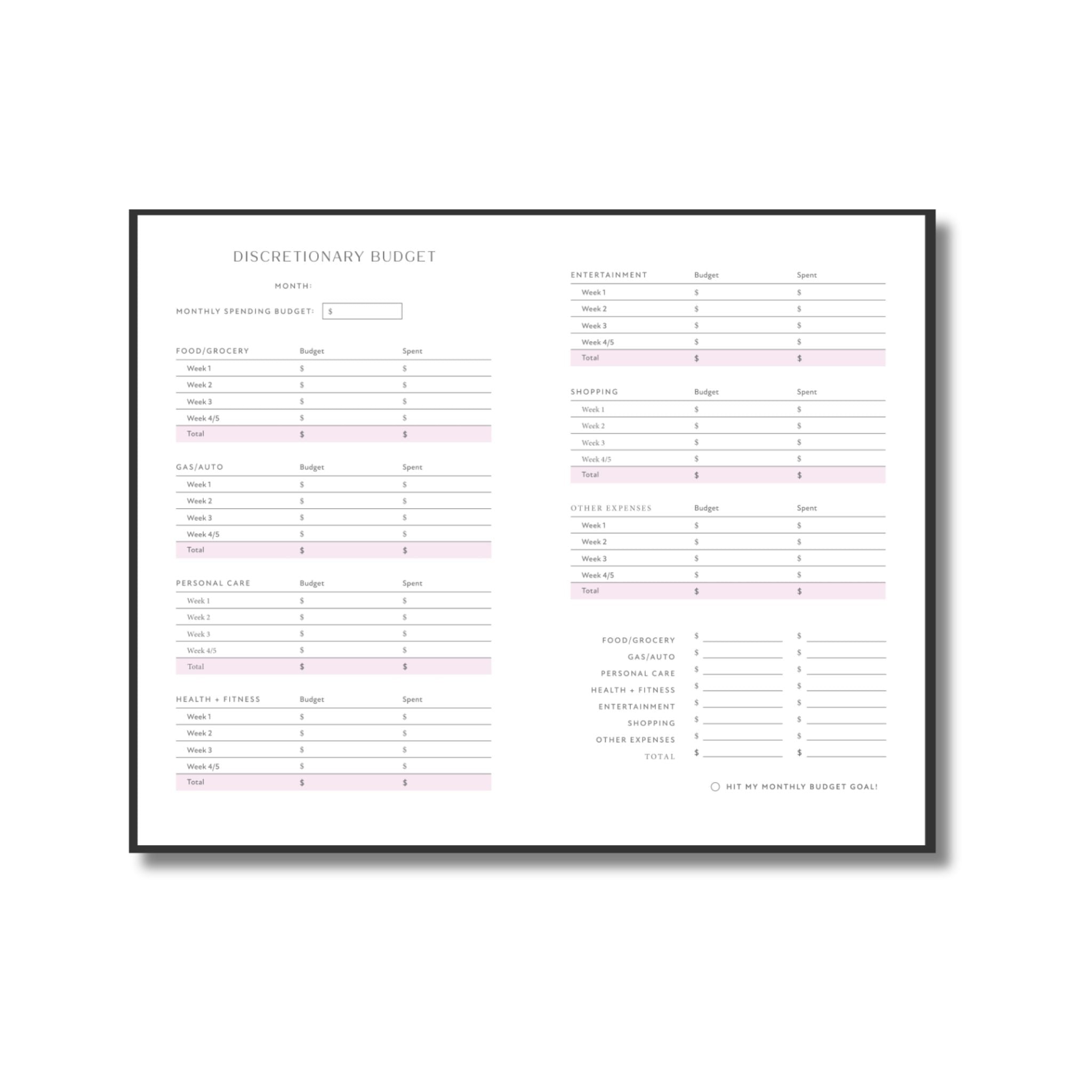 Make It Make Cents, Budget Planner