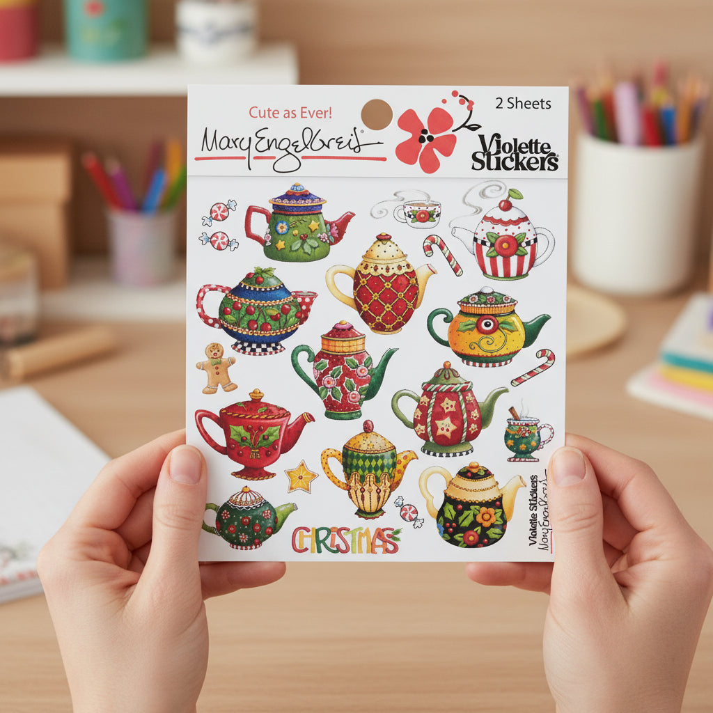 Mary's Christmas Teapots Sticker Sheet