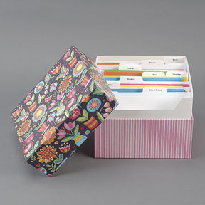 Floral Greeting Card Organizer Box and Labels