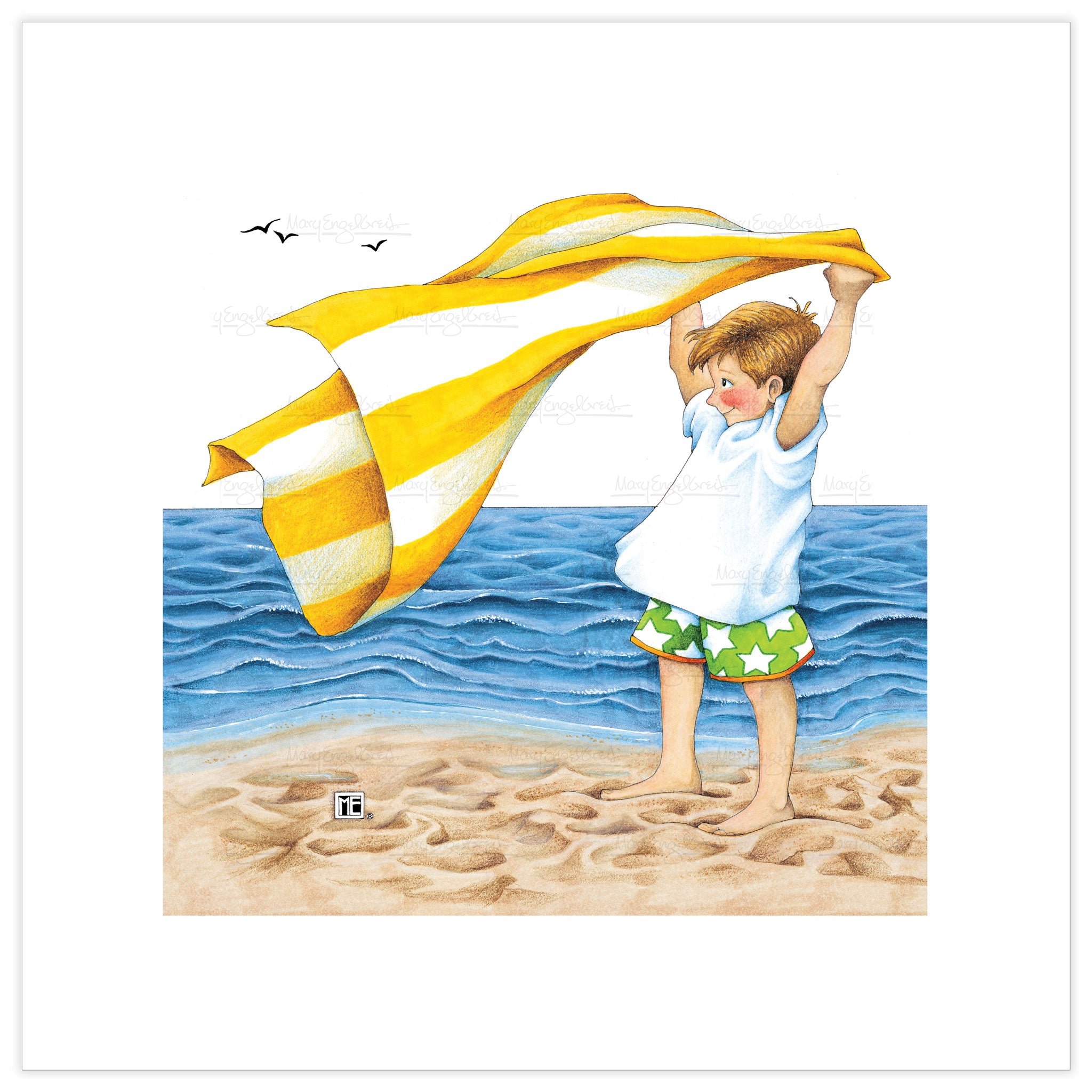 Boy Beach Towel Fine Print