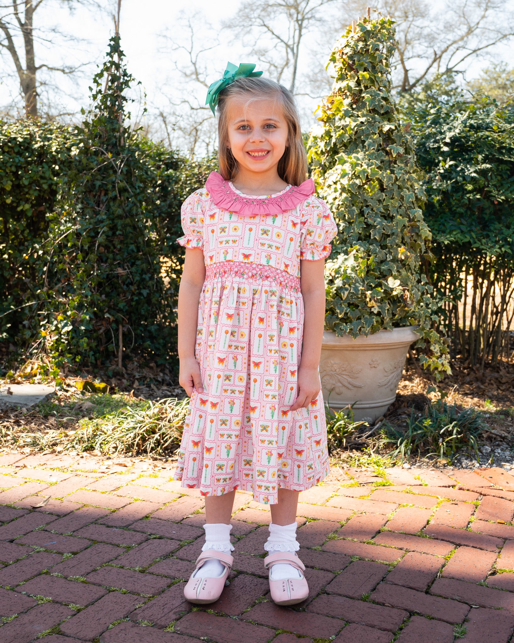 Butterfly Garden Smocked Jenny Dress