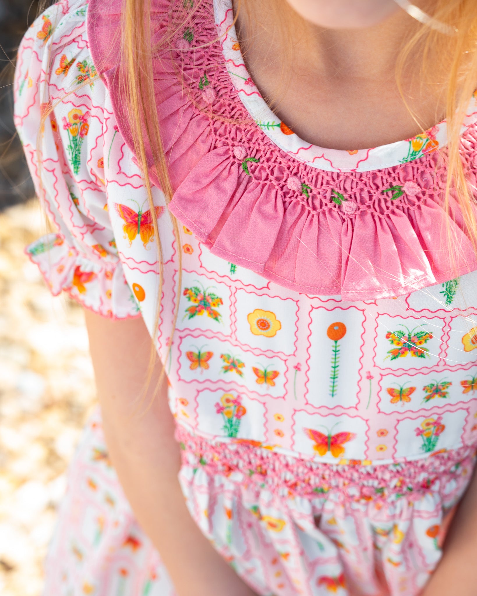 Butterfly Garden Smocked Jenny Dress