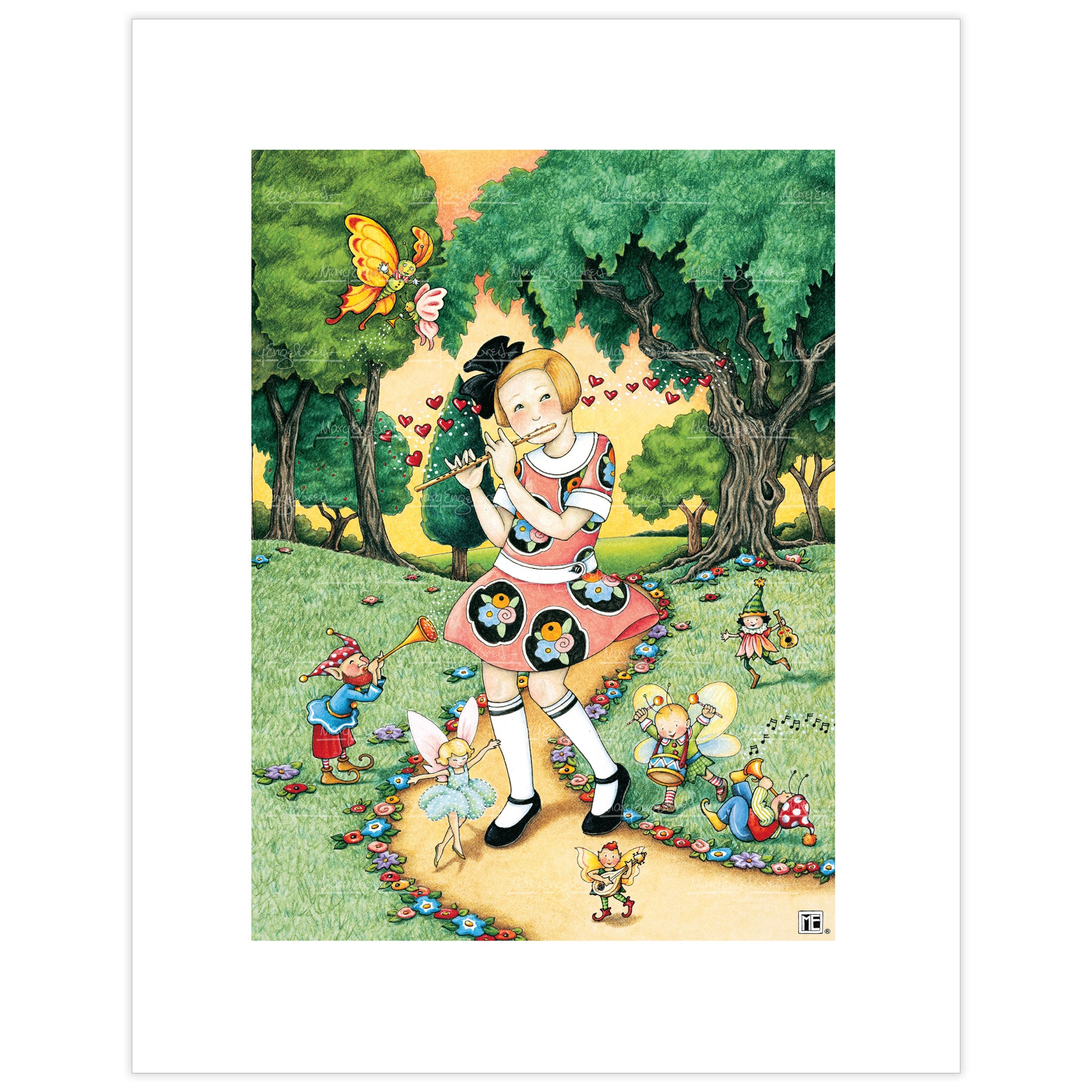 Girl Playing Flute Fine Art Print