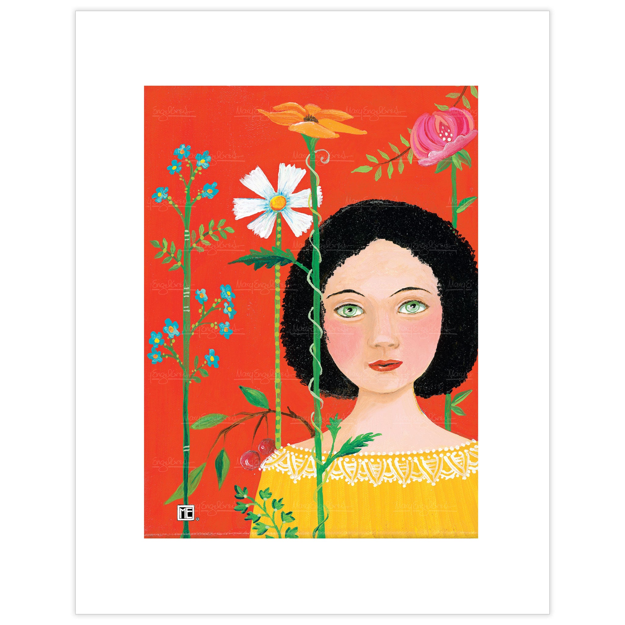 Girl With Flowers Fine Art Print