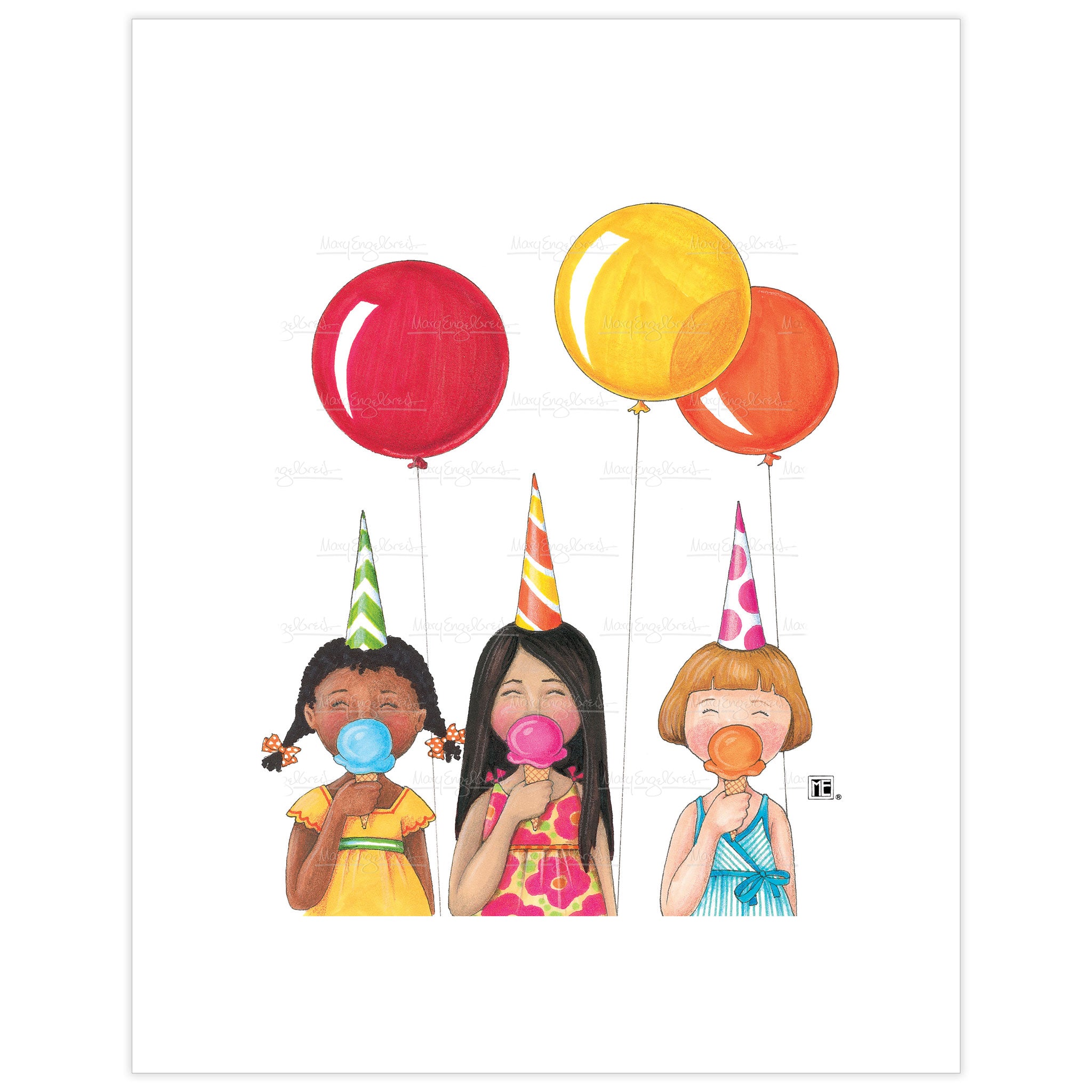 Ice Cream Cone Girls Fine Art Print