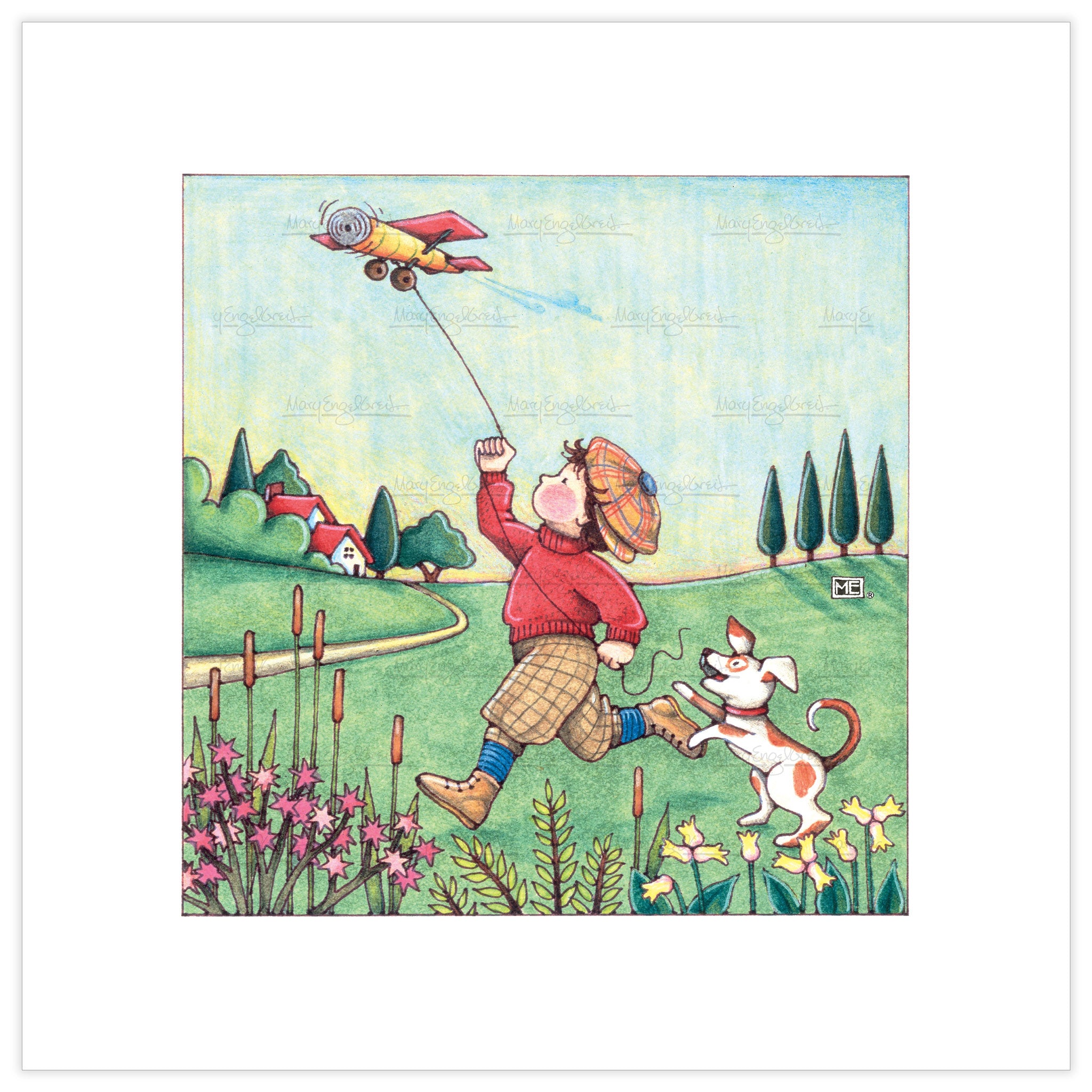 Little Boy With Airplane Fine Print