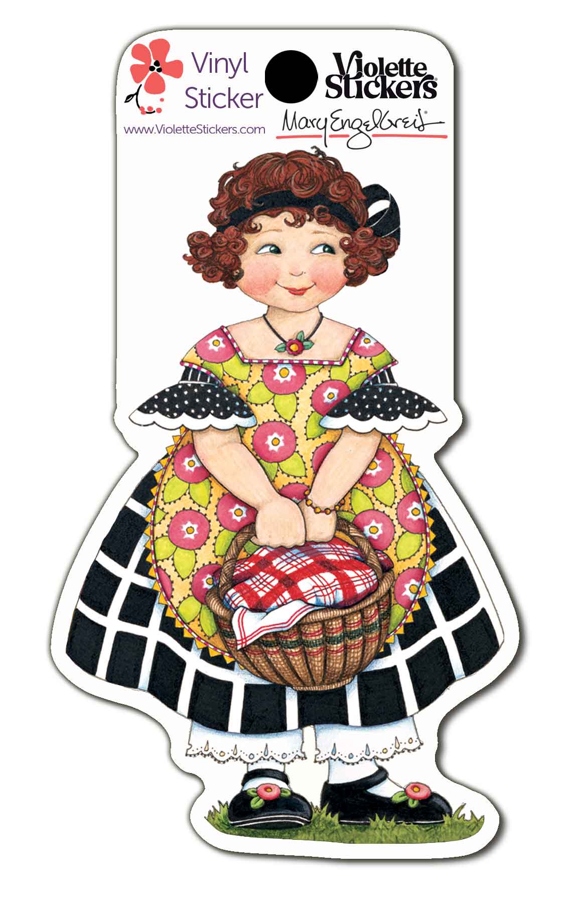 Girl with Basket Vinyl Sticker