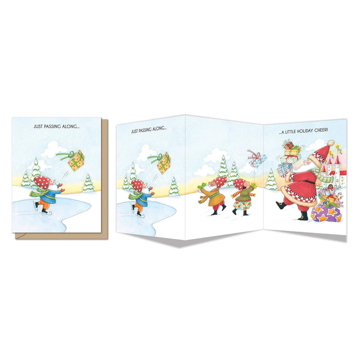 Present Toss Tri-fold Greeting Card