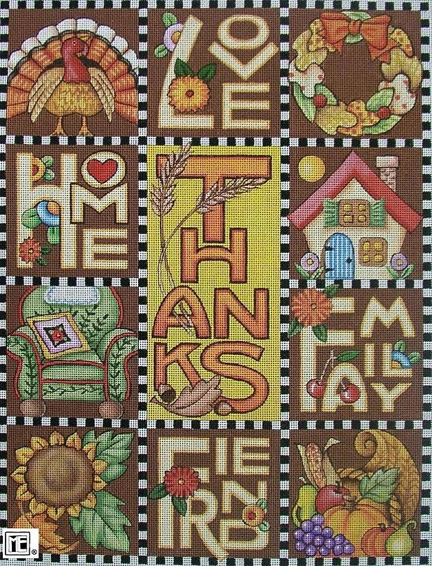 Needlepoint Canvas: Thanksgiving Love Home Family Friend