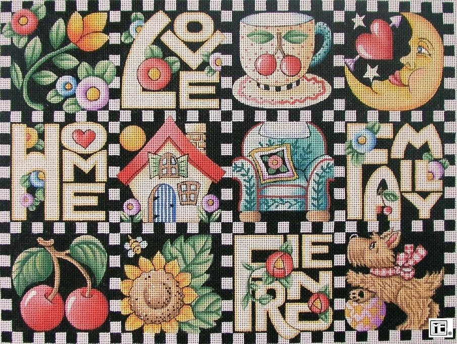 Needlepoint Canvas: Love Home Family Friend | Mary Engelbreit Store