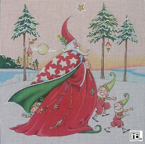 Needlepoint Canvas: Wizard Santa with Background