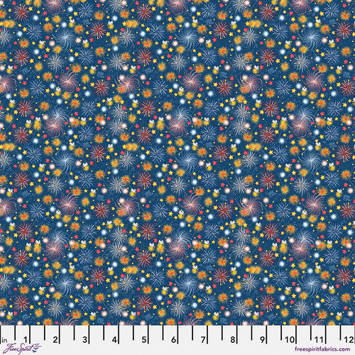 America's Birthday Fireworks on Navy Fabric