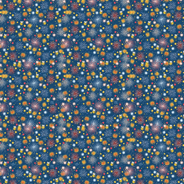 America's Birthday Fireworks on Navy Fabric