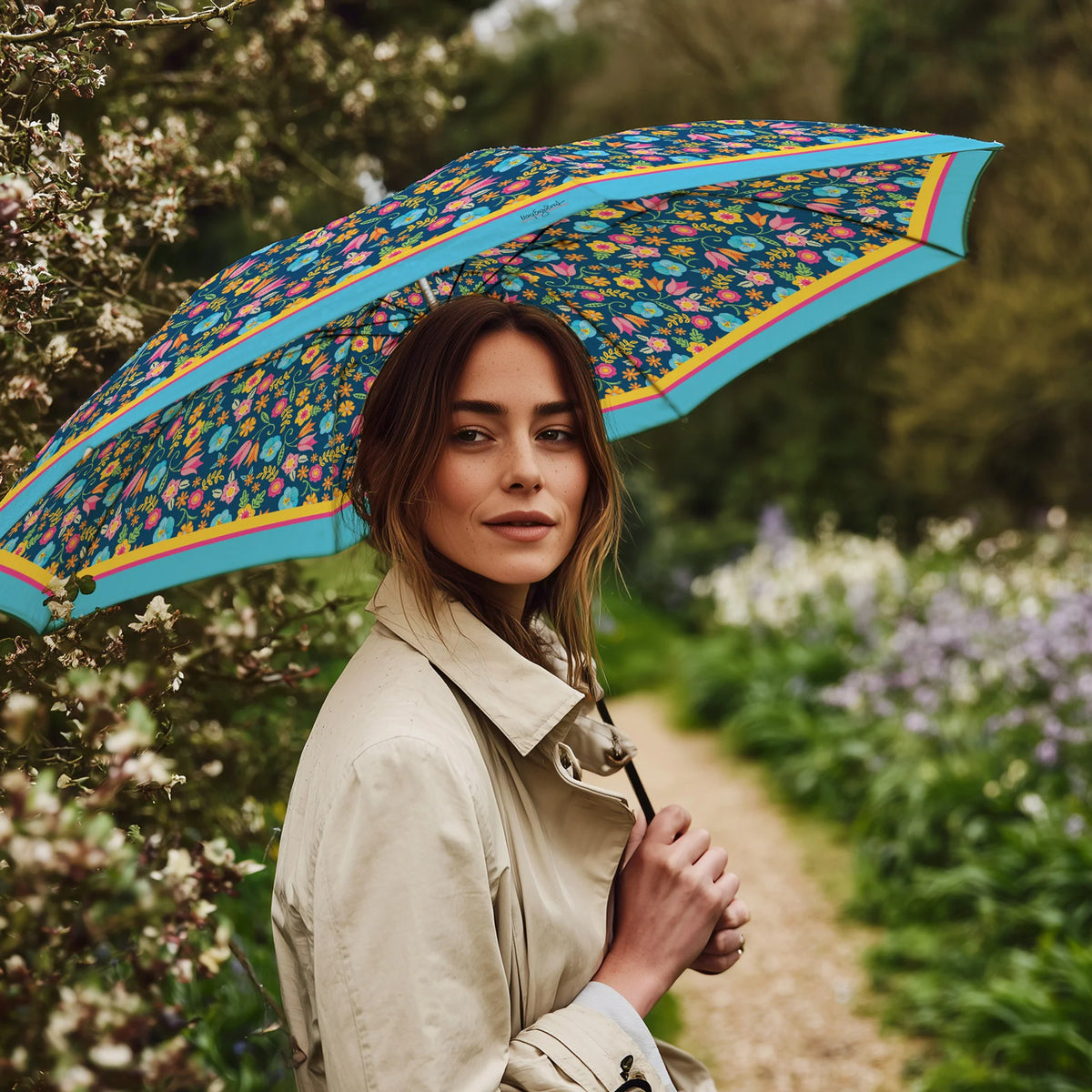 Tropical Flower Toss Travel Umbrella