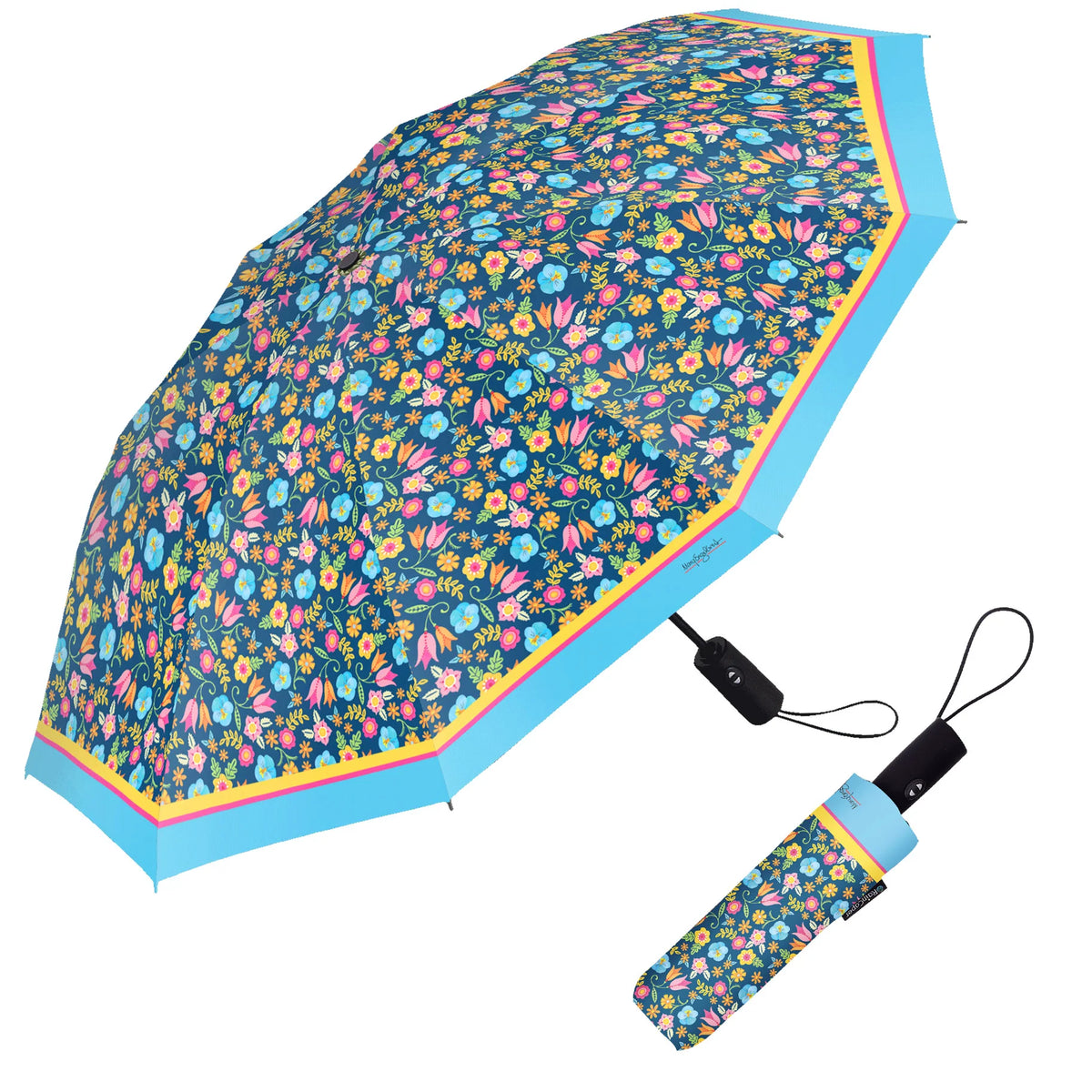 Tropical Flower Toss Travel Umbrella