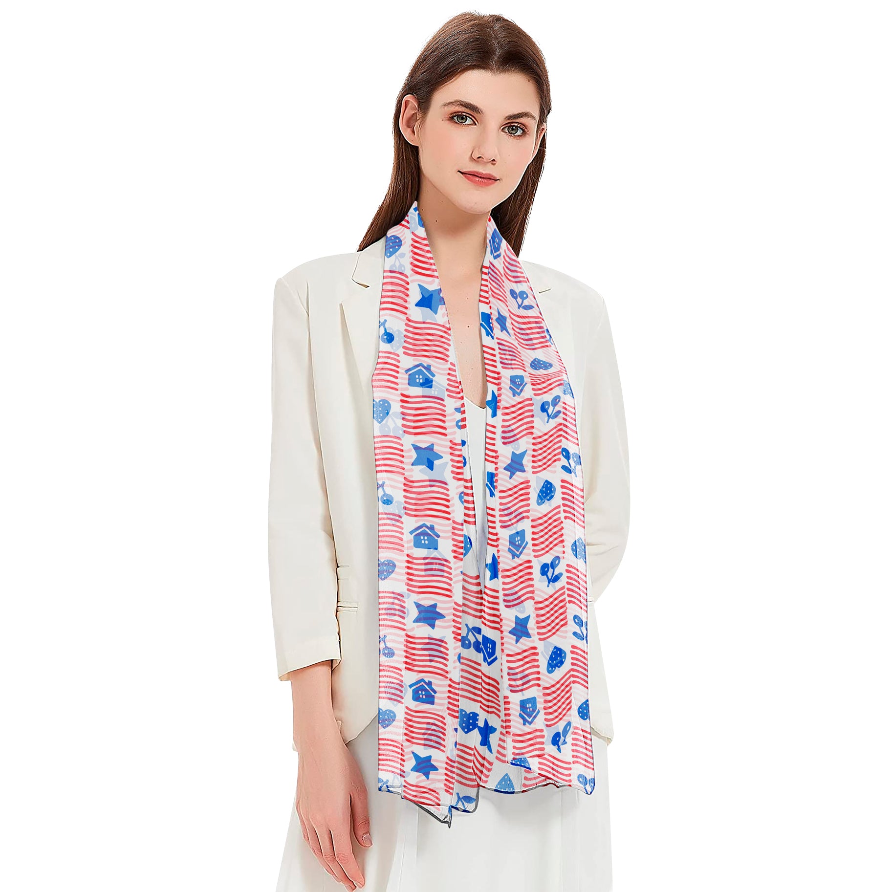 Patriotic Checks Sheer Scarf