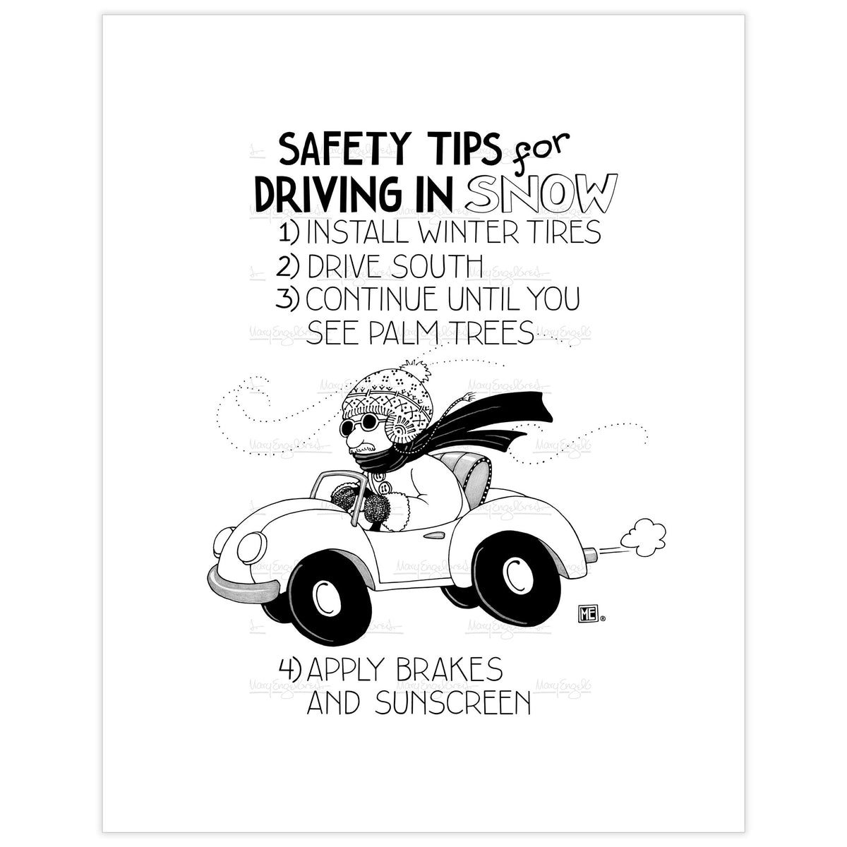 Winter Driving Tips Fine Art Print – Mary Engelbreit