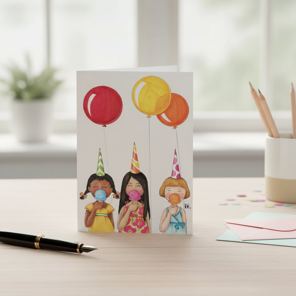 Ice Cream Cone Girls Greeting Card