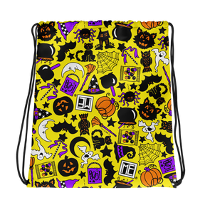 Yellow Halloween Icons Drawstring Bag