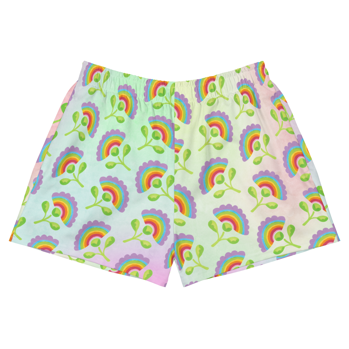 Rainbows in Bloom Women’s Athletic Shorts
