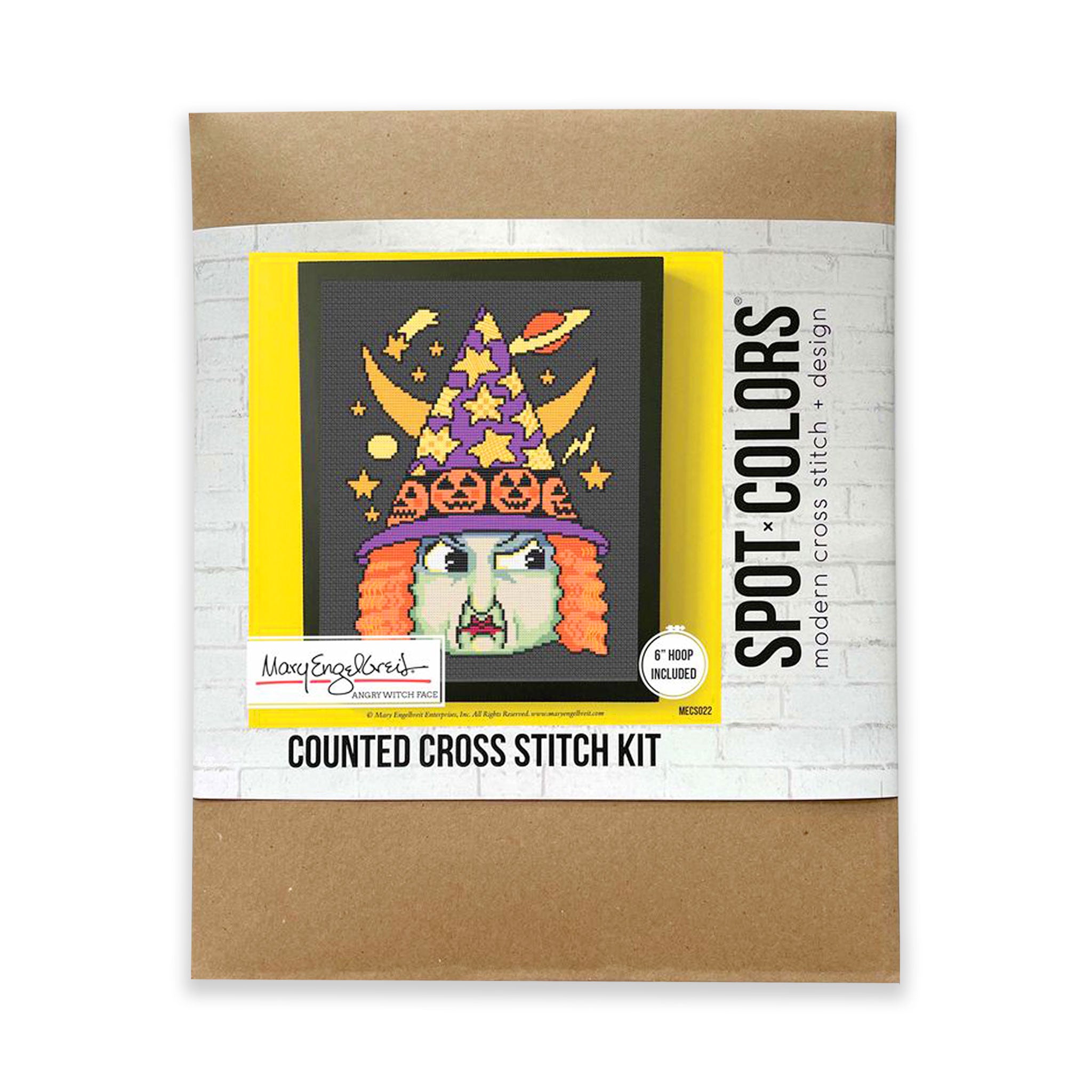 Angry Witch Face Counted Cross Stitch Kit