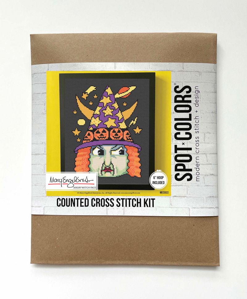 Angry Witch Face Counted Cross Stitch Kit