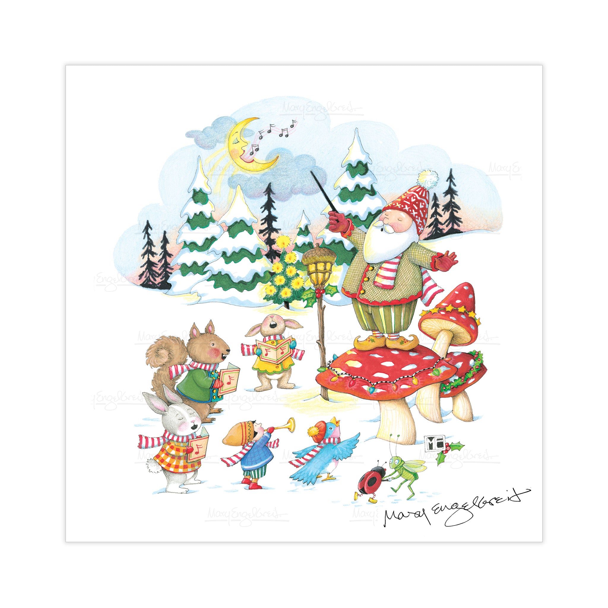 Caroling Critters Mini Print