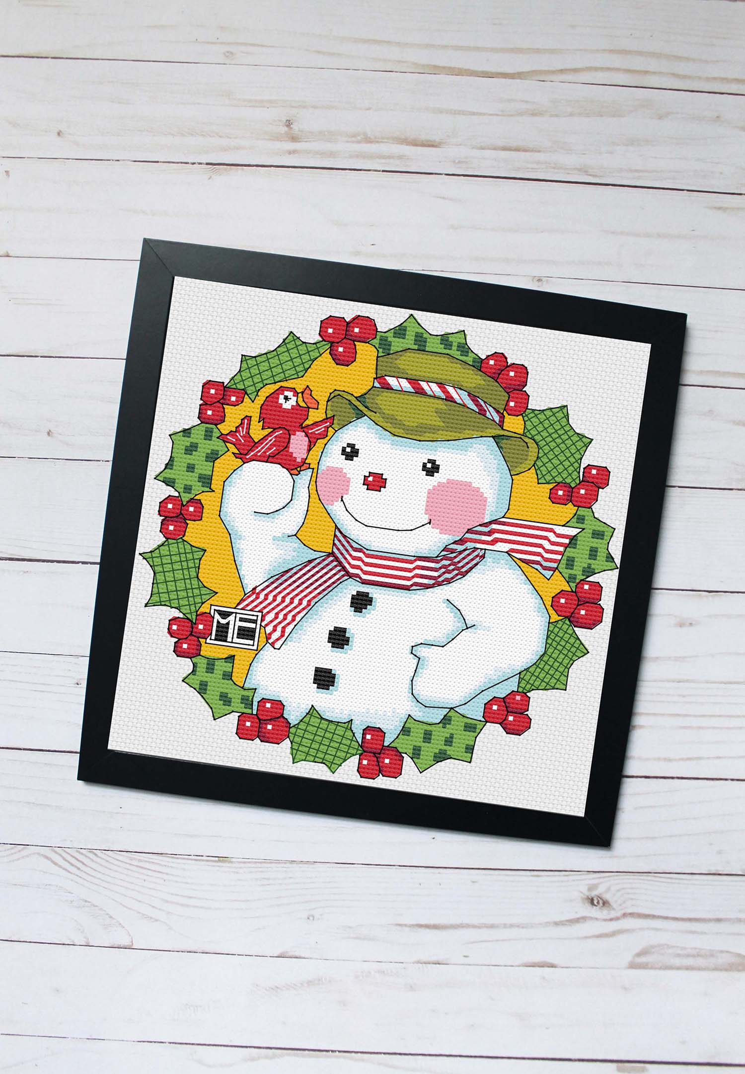 Snowman Wreath Cross Stitch Leaflet