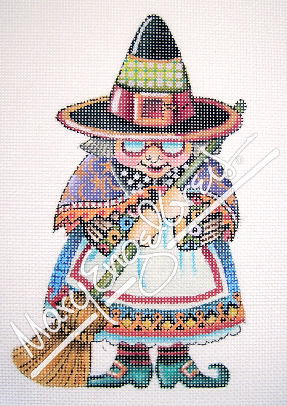 Needlepoint Canvas: Happy Halloween Witch