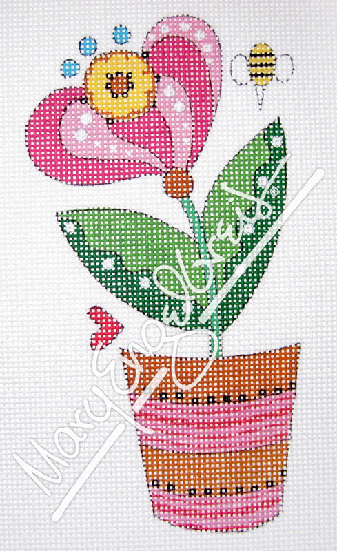 Needlepoint Canvas: Hot Pink Bloom