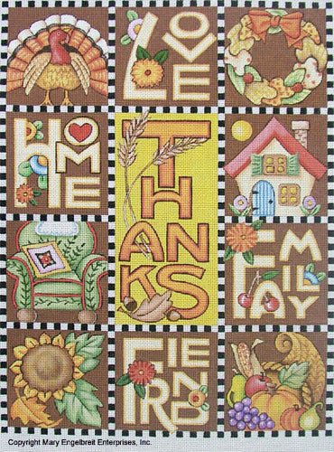 Needlepoint Canvas: Thanksgiving Love Home Family Friend