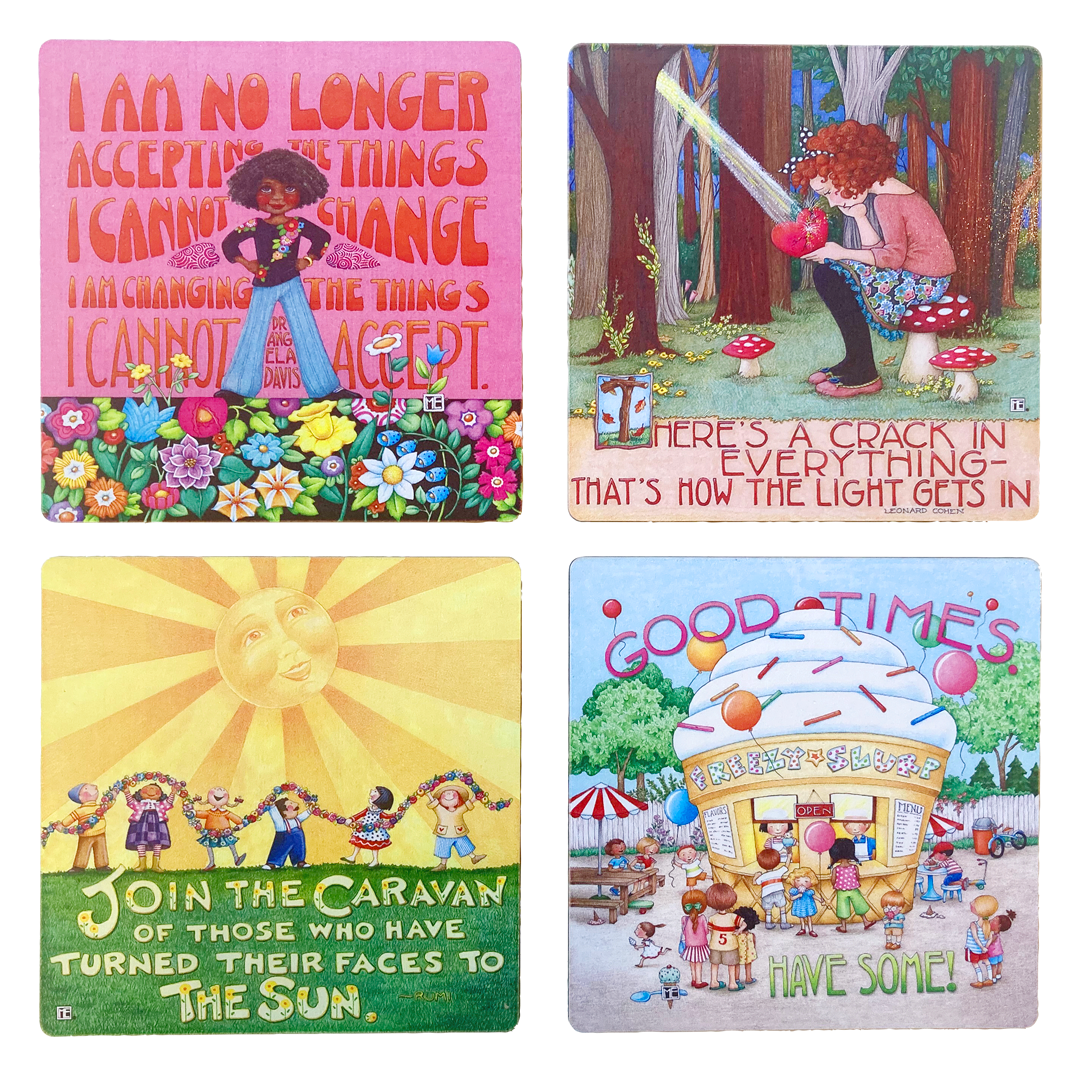 Happy Days Coasters with Base