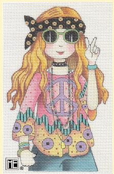 Needlepoint Canvas: Hippie Chick