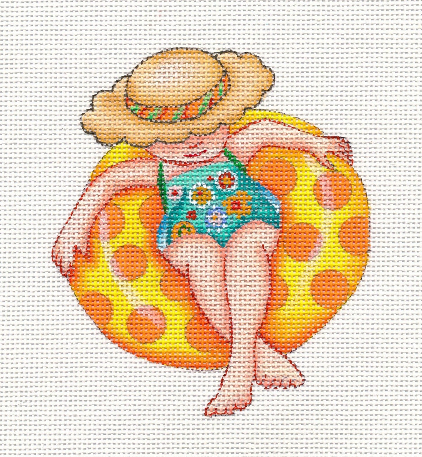 Needlepoint Canvas: Yellow Inner Tube Lady