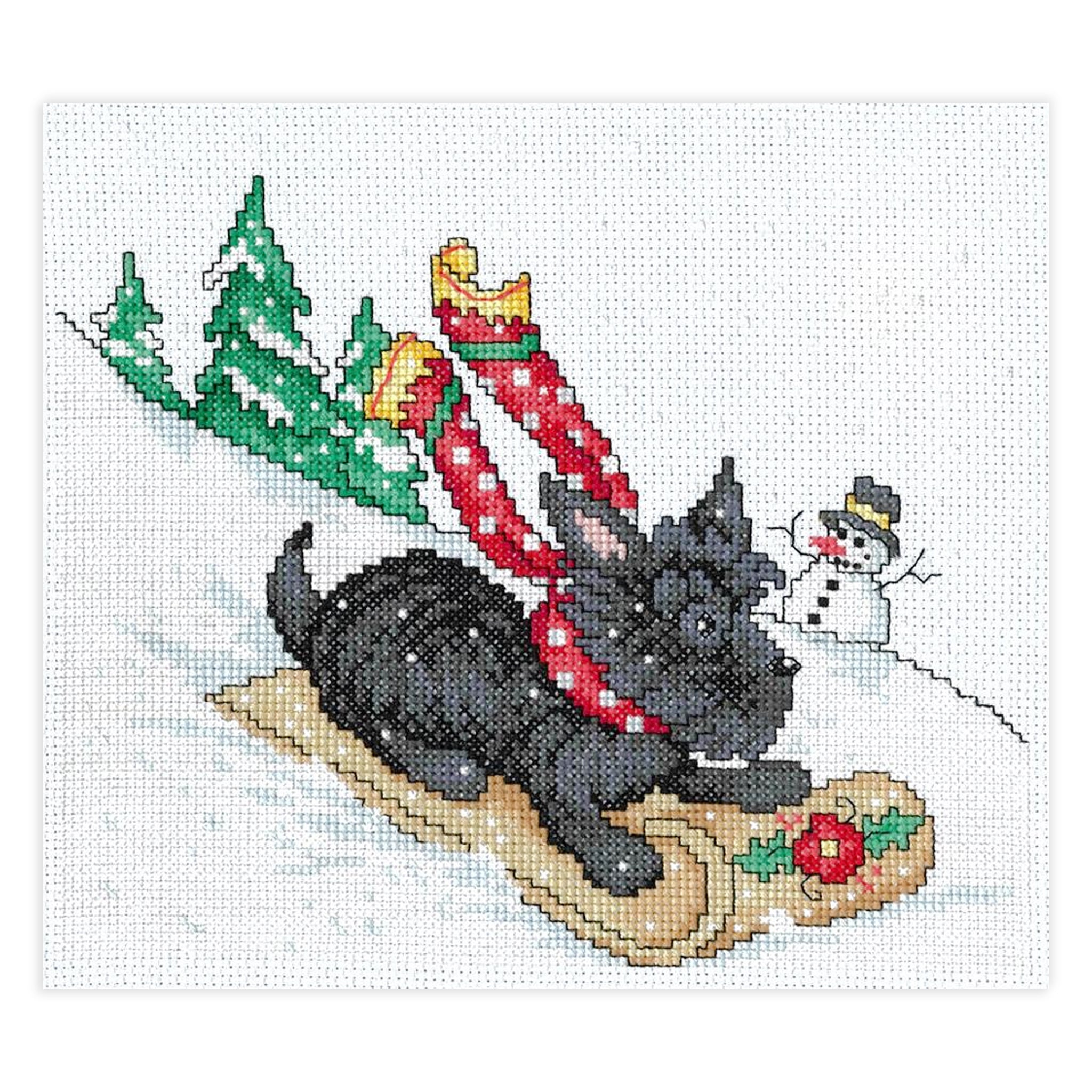 Sledding Scottie Counted Cross Stitch Kit