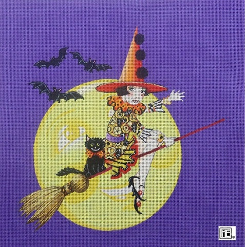 Needlepoint Canvas: A Good Witch w/ Background