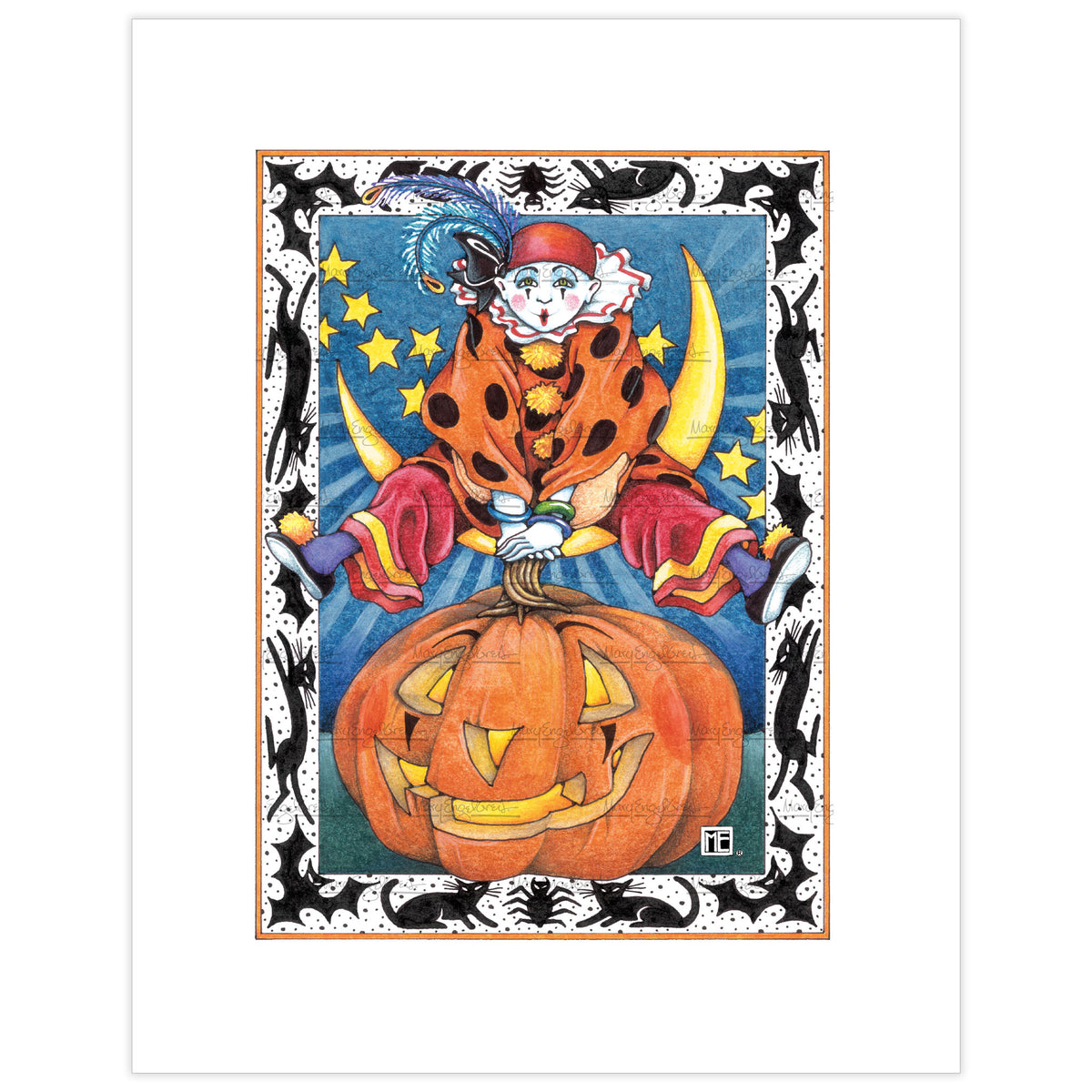 Clown Jumping Over Pumpkin Fine Art Print