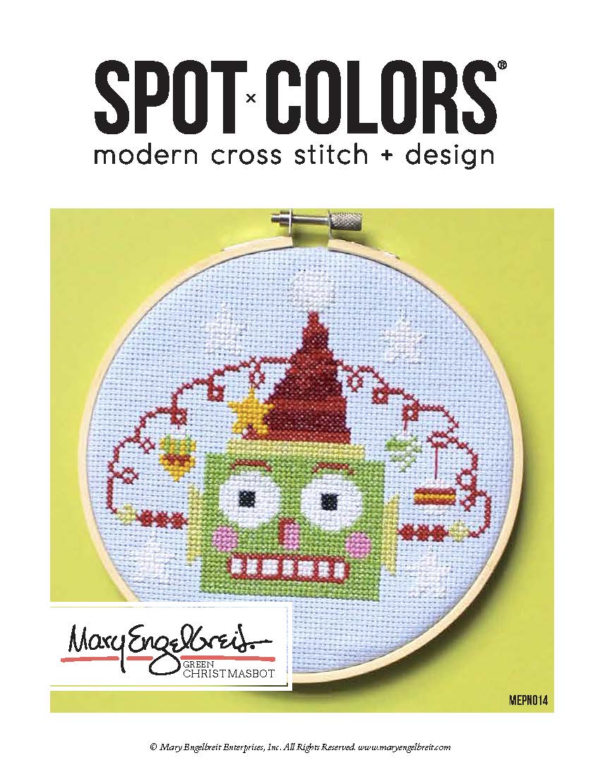 Green Christmas Robot Cross Stitch Leaflet