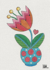 Needlepoint Canvas: Pink and Orange Tulip