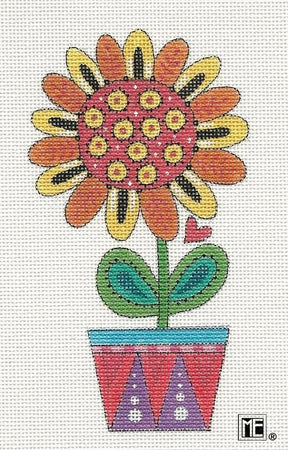 Needlepoint Canvas: Orange Sunflower