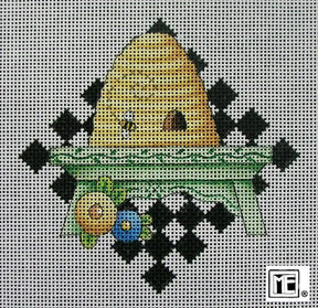 Needlepoint Canvas: Bee Hive & Bench Check