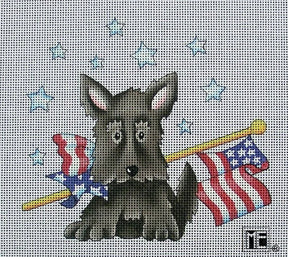 Needlepoint Canvas: Flag Day Scottie