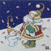 Needlepoint Canvas: Santa Hug w/ Background