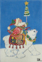 Needlepoint Canvas: Polar Santa w/ Background