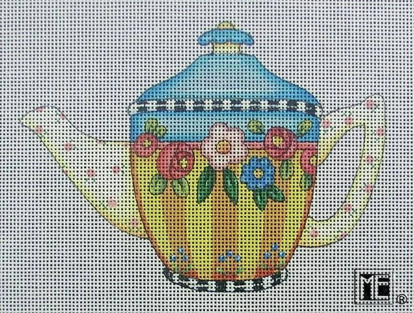 Needlepoint Canvas: Mary's Flowers Teapot