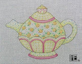 Needlepoint Canvas: Yellow Flowers Teapot