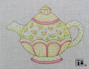 Needlepoint Canvas: Yellow Flowers Teapot