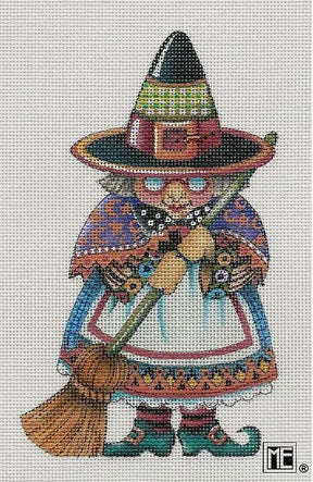 Needlepoint Canvas: Happy Halloween Witch