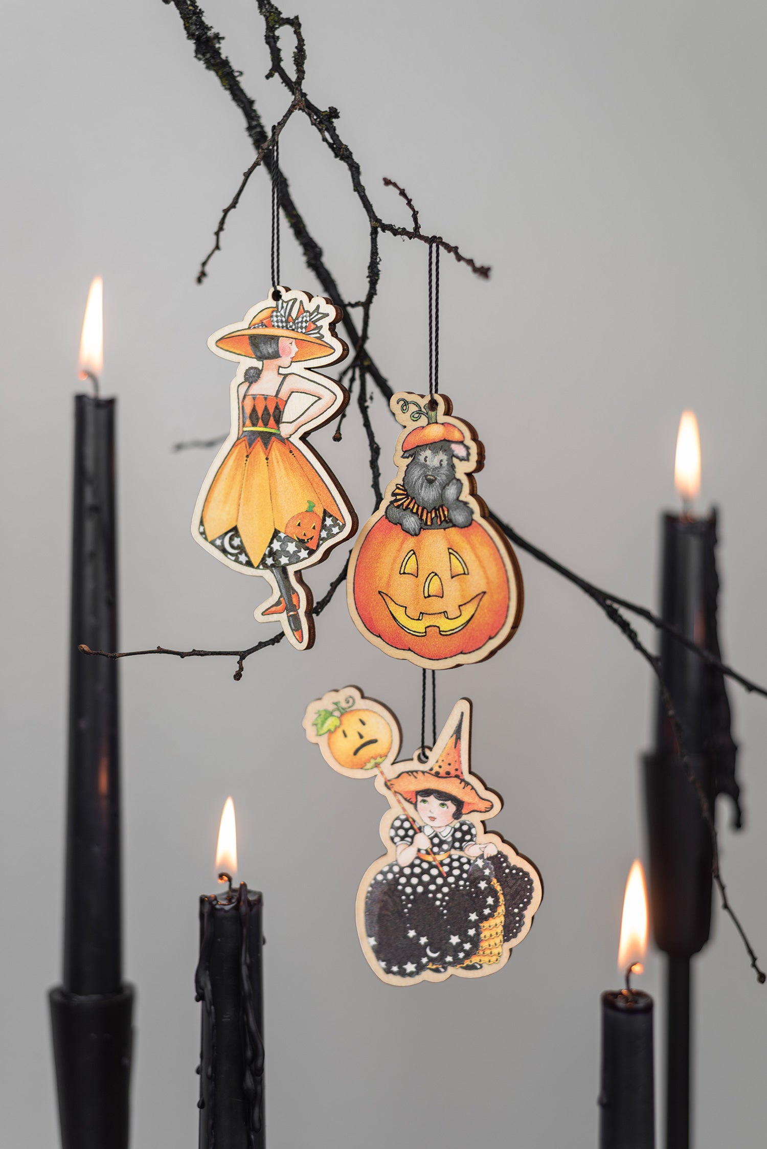 Scottie Pumpkin Wooden Ornament
